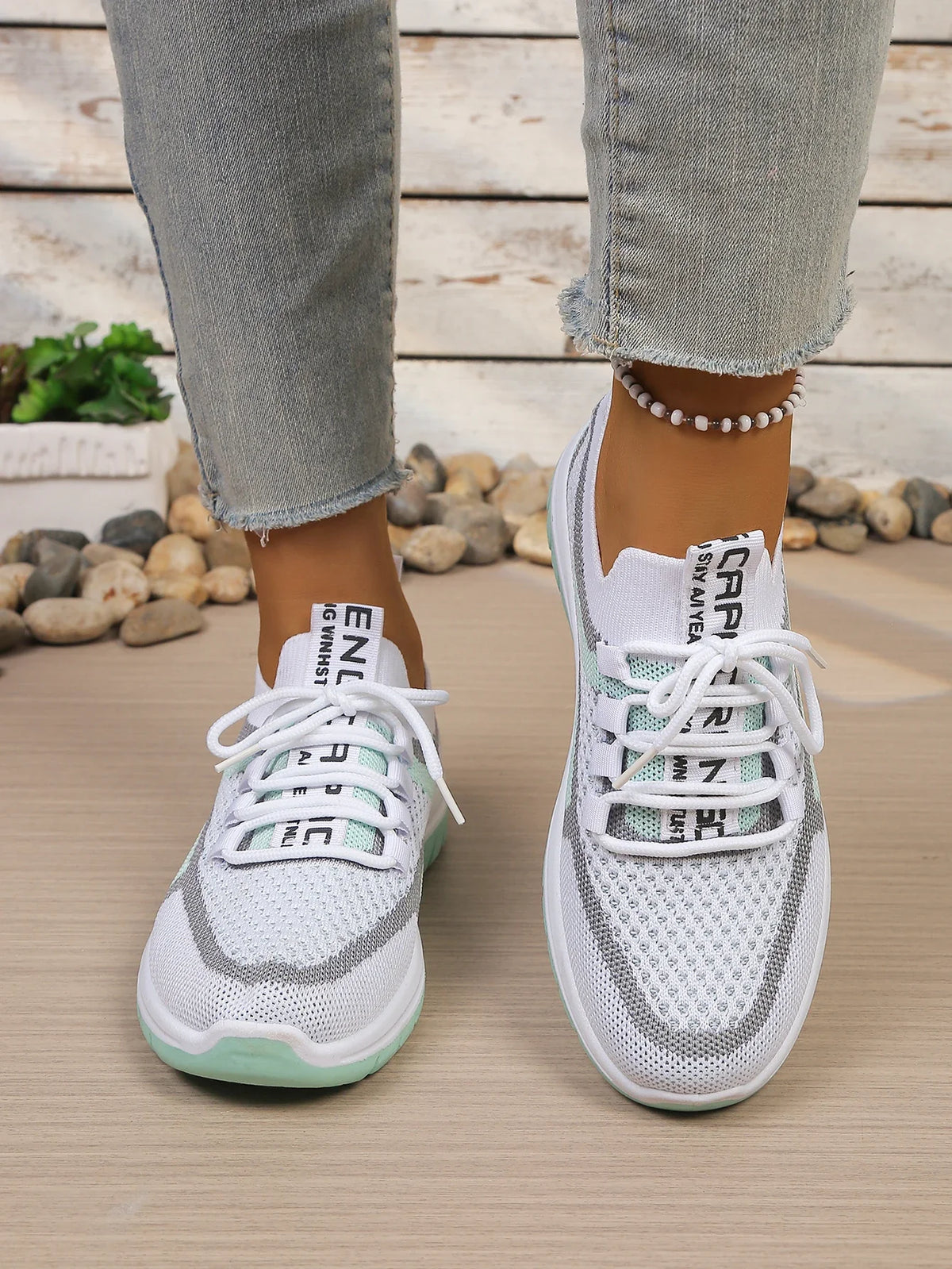 Women's Two-Tone Casual Sneakers | Lace-Up Fabric Low-Top Shoes | Summer 2026 - TrendLux Wear