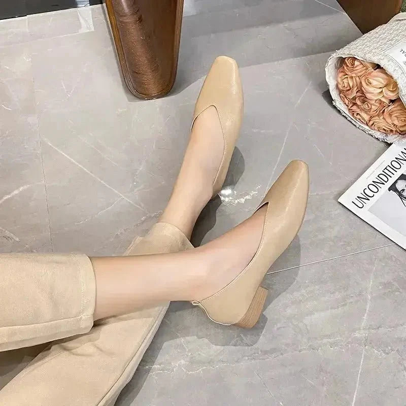Women's round-toe leather loafer flats by TrendLux Wear, featuring sleek design and comfortable slip-on shoes for everyday wear.