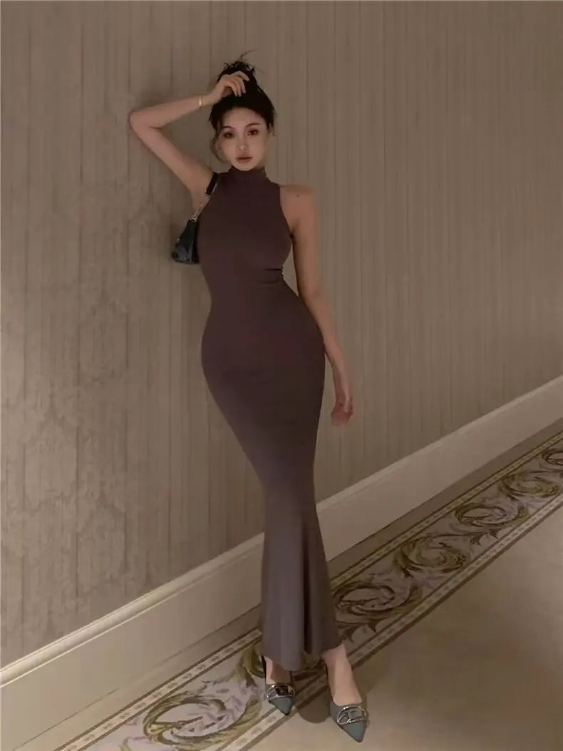 TrenLux Wear Women's Knit Turtleneck Bodycon Ankle-Length Maxi Dress The Glow Sanctuary