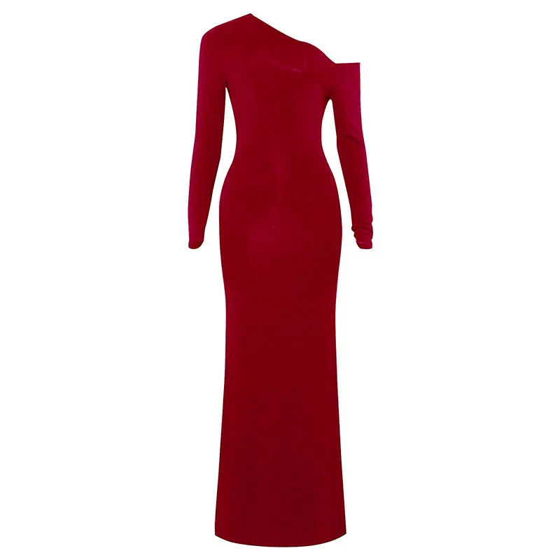 TrendLux Women's Polyester-Elastane Knit One-Shoulder Backless Slim Club Dress