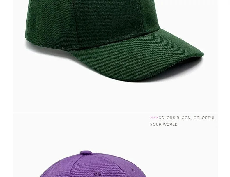 Unisex breathable sun-protective baseball cap with adjustable fit and hard brim, available in 22 colors by TrendLux Wear.