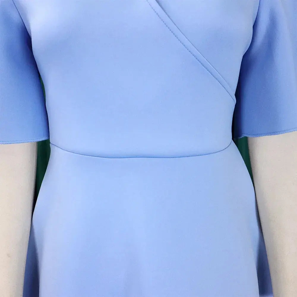 TrenLux Wear Women's Polyester High Waist Flare Sleeve Pleated A-Line Midi Dress The Glow Sanctuary