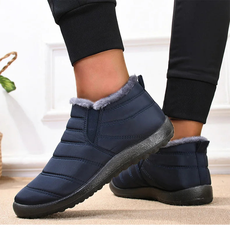 Men's Slip-On Fur Snow Ankle Boots – Warm Winter Plush Footwear
