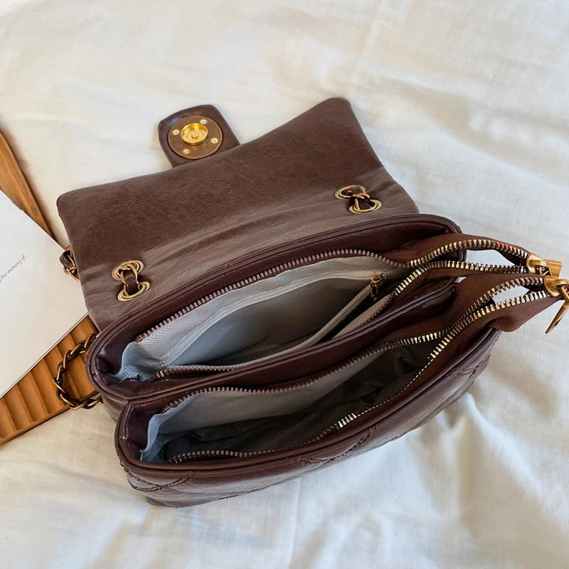 TrenLux Wear Women's Luxury Lingge Pattern Pure Leather Designer  Handbag TrenLux Wear
