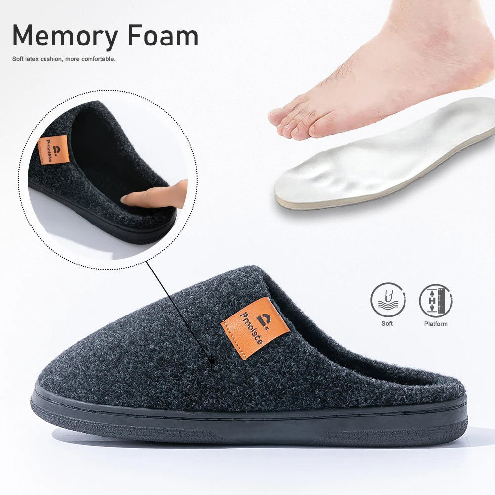Men's Winter Felt Platform House Slippers – Cozy Non-Slip Indoor & Outdoor