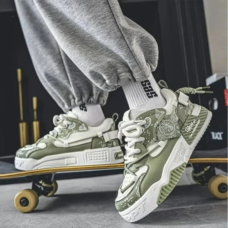 Men's breathable platform sneakers by TrendLux Wear, casual vulcanized walking shoes with comfortable, stylish design.