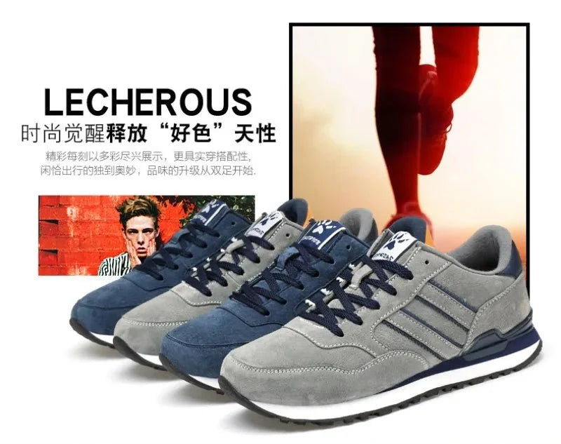 Men's luxury suede running sneakers by TrendLux Wear featuring breathable and anti-odor sport shoes for active comfort