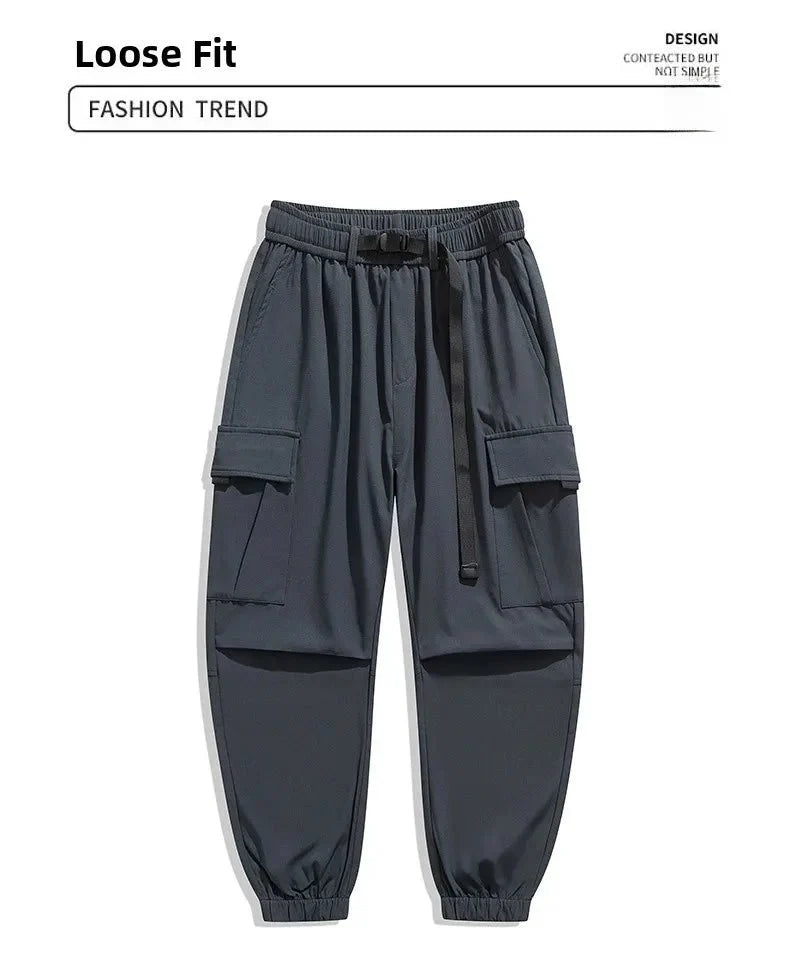 Men's wide-leg casual trousers by TrendLux Wear, featuring a loose fit, multi-pocket design, and available in six colors.
