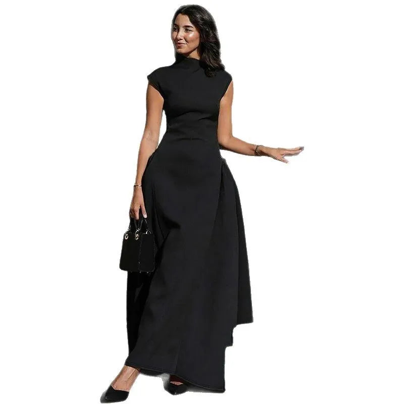TrenLux Wear Women's Polyester Sleeveless Solid A-Line Prom & Party Dress