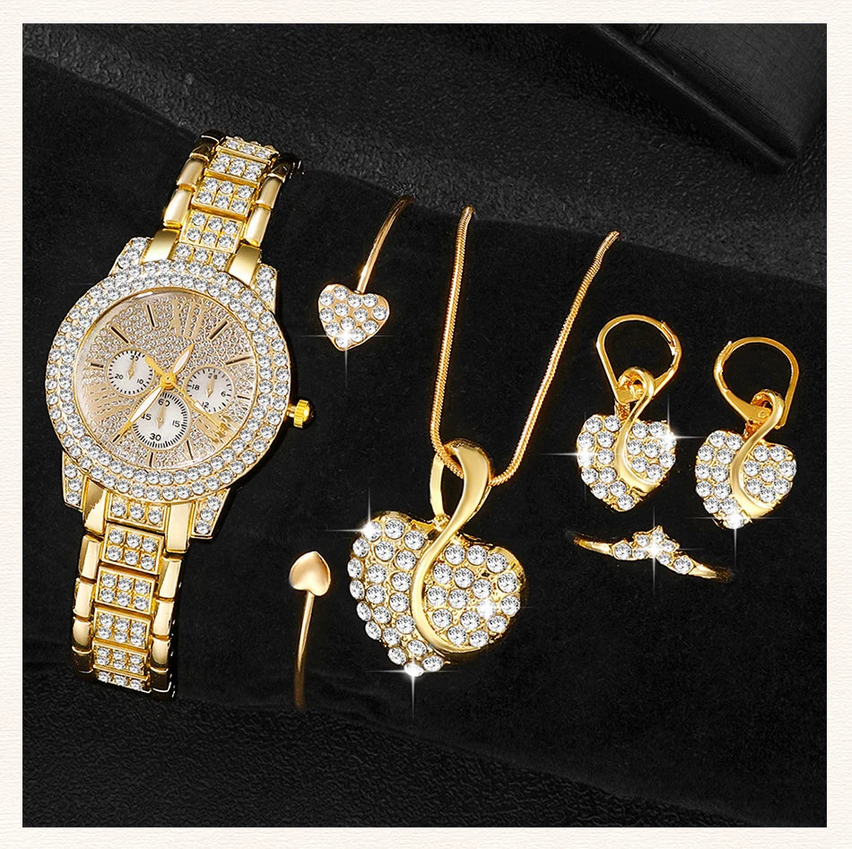 TrenLux Wear Women's Rhinestone Quartz Watch & Jewellery Set. TrenLux Wear