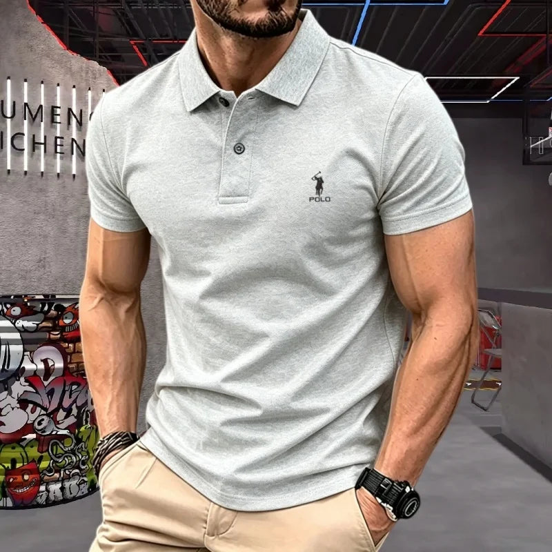 Men's Embroidered Cotton Short-Sleeve Polo