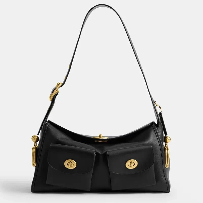 Women's vintage leather handbag by TrendLux Wear with large capacity, featuring a classic design and sturdy hand strap.