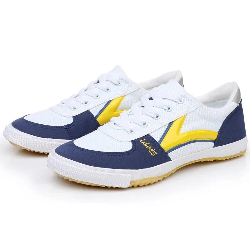 TrendLux Wear professional table tennis shoes with breathable mesh, anti-slip soles, designed for training and competition.