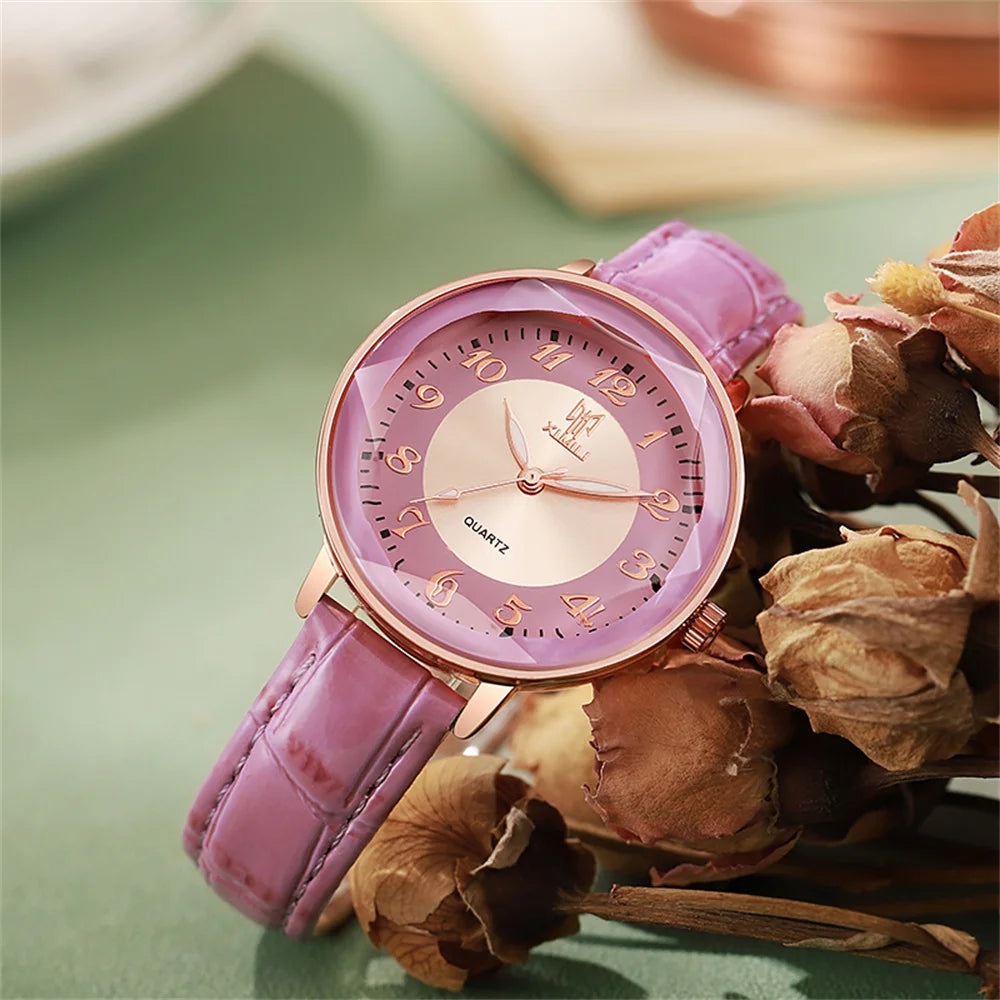 TrenLux Wear Women's Simple Casual Arabic Numeral Leather Strap Business Quartz Wristwatch TrenLux Wear
