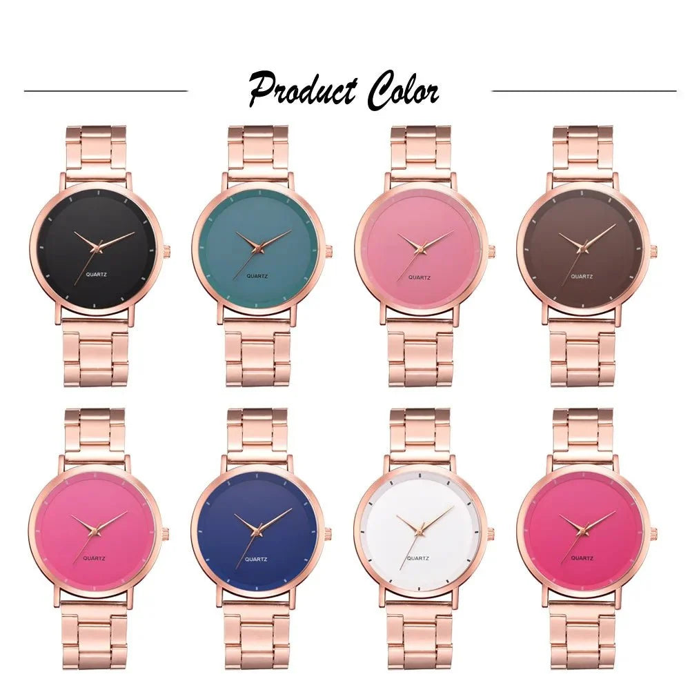 Women's rose gold stainless steel watch by TrendLux Wear featuring a sleek round dial and elegant design.