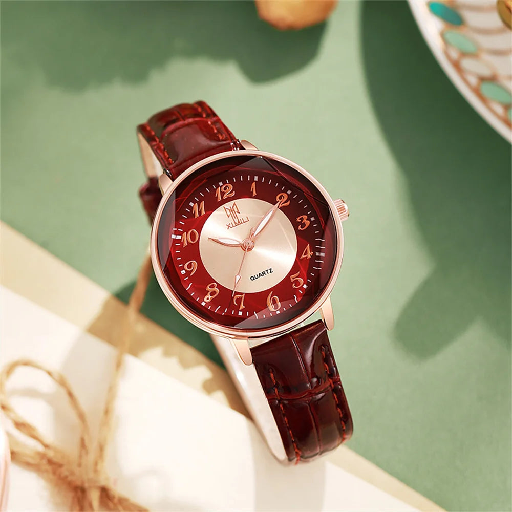 TrenLux Wear Women's Simple Casual Arabic Numeral Leather Strap Business Quartz Wristwatch TrenLux Wear