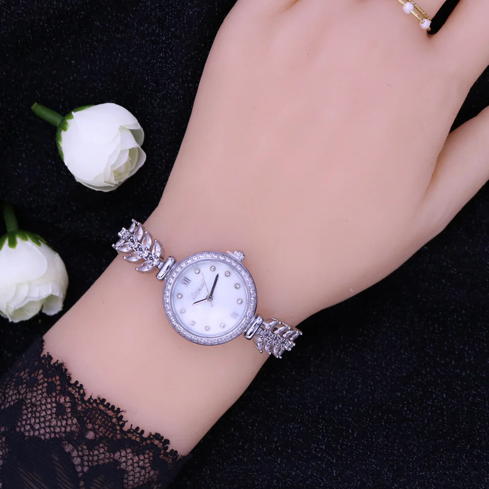 TrendLux Women's Crystal Claw-Setting Luxury Quartz Jewelry Bracelet Wristwatch