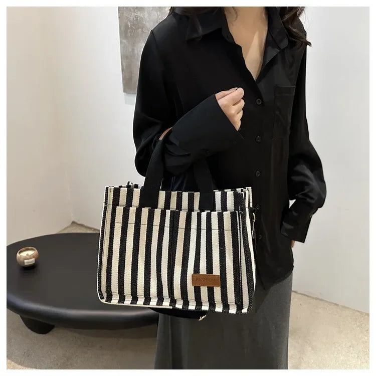 TrenLux Wear Women's Large Capacity Striped Shoulder Bag TrenLux Wear