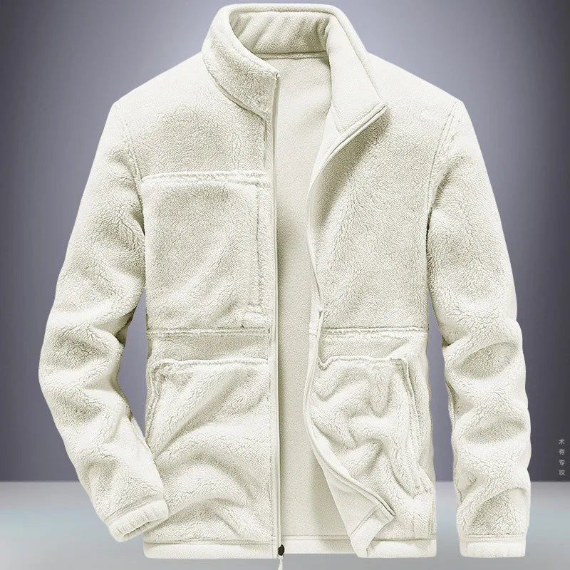 Men's fleece-lined hooded winter jacket by TrendLux Wear, zip-up casual coat in plus sizes S-6XL, showing the front view.