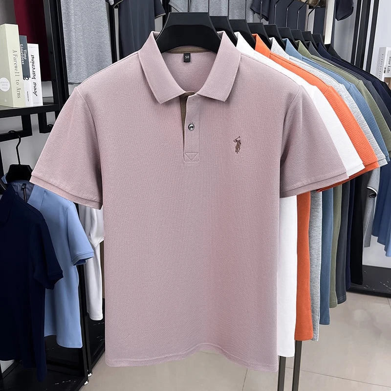 Men's Smart-Casual Embroidered Cotton Polo