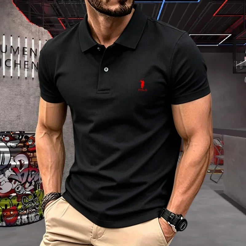 Men's Embroidered Cotton Short-Sleeve Polo