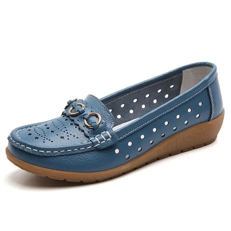 Women's breathable hollow wedge loafer pumps by TrendLux Wear, featuring stylish design and comfortable slip-on shoes.