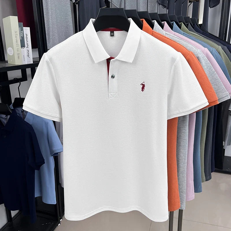 Men's Smart-Casual Embroidered Cotton Polo