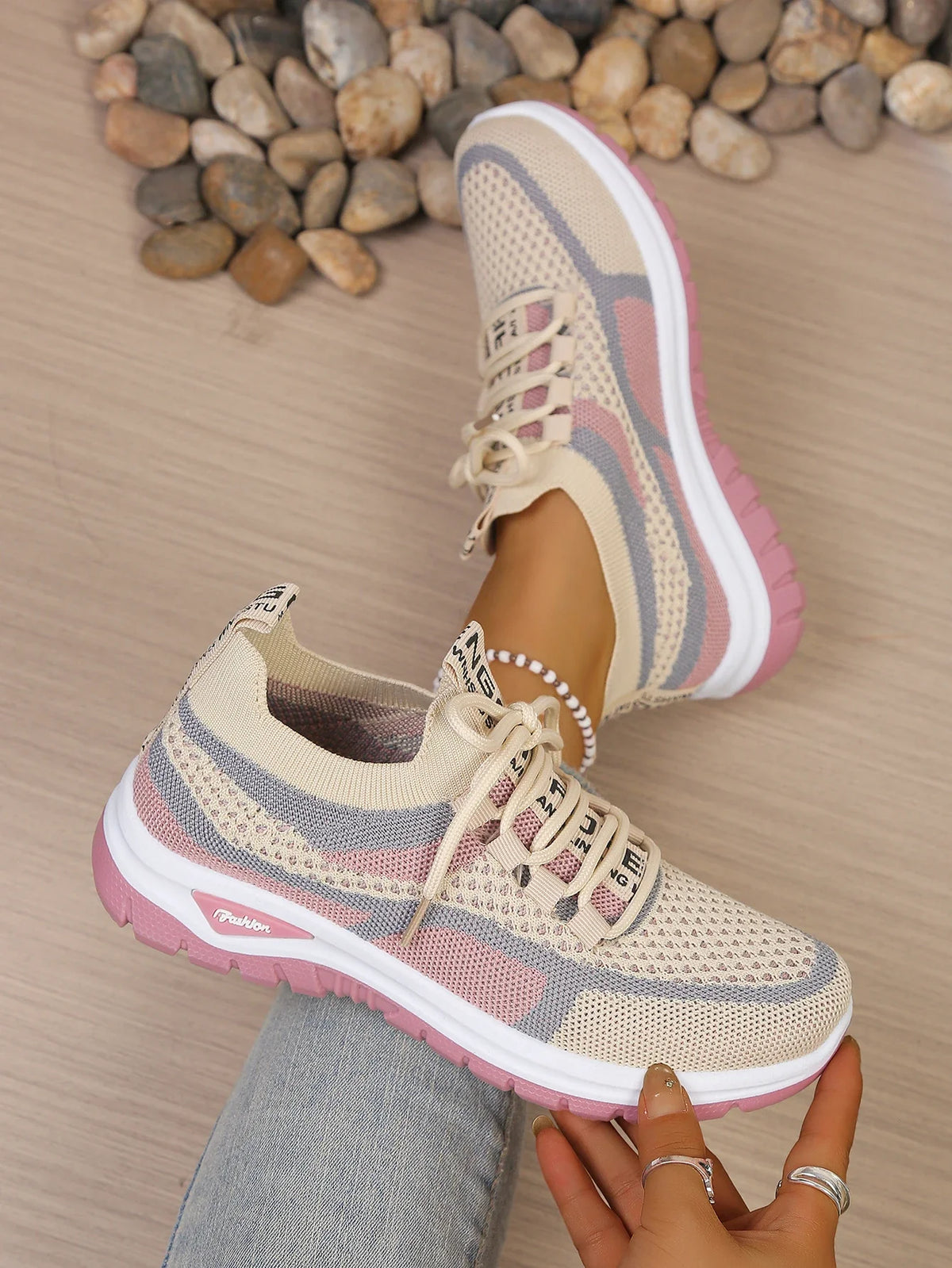 Women's Two-Tone Casual Sneakers | Lace-Up Fabric Low-Top Shoes | Summer 2026 - TrendLux Wear