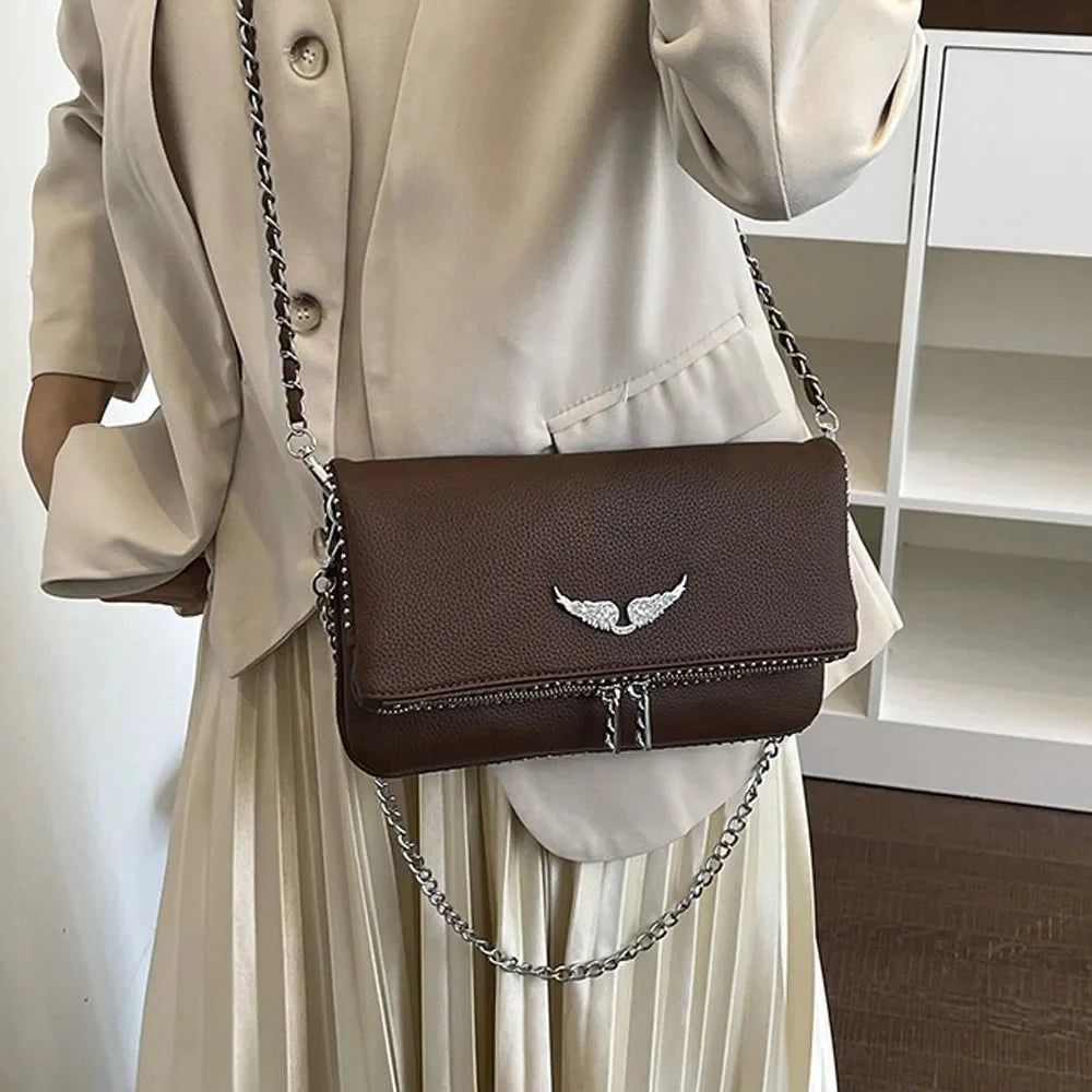Chain Shoulder PU Leather Flip-Cover Shoulder Bag - TrendLux Wear