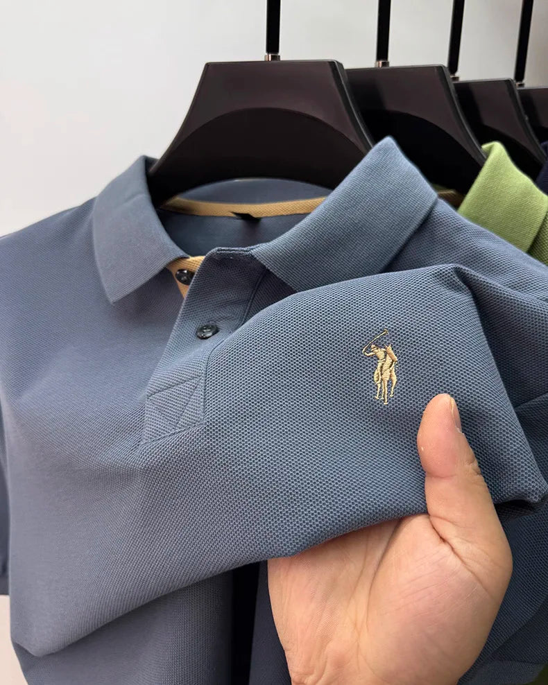 Men's Smart-Casual Embroidered Cotton Polo