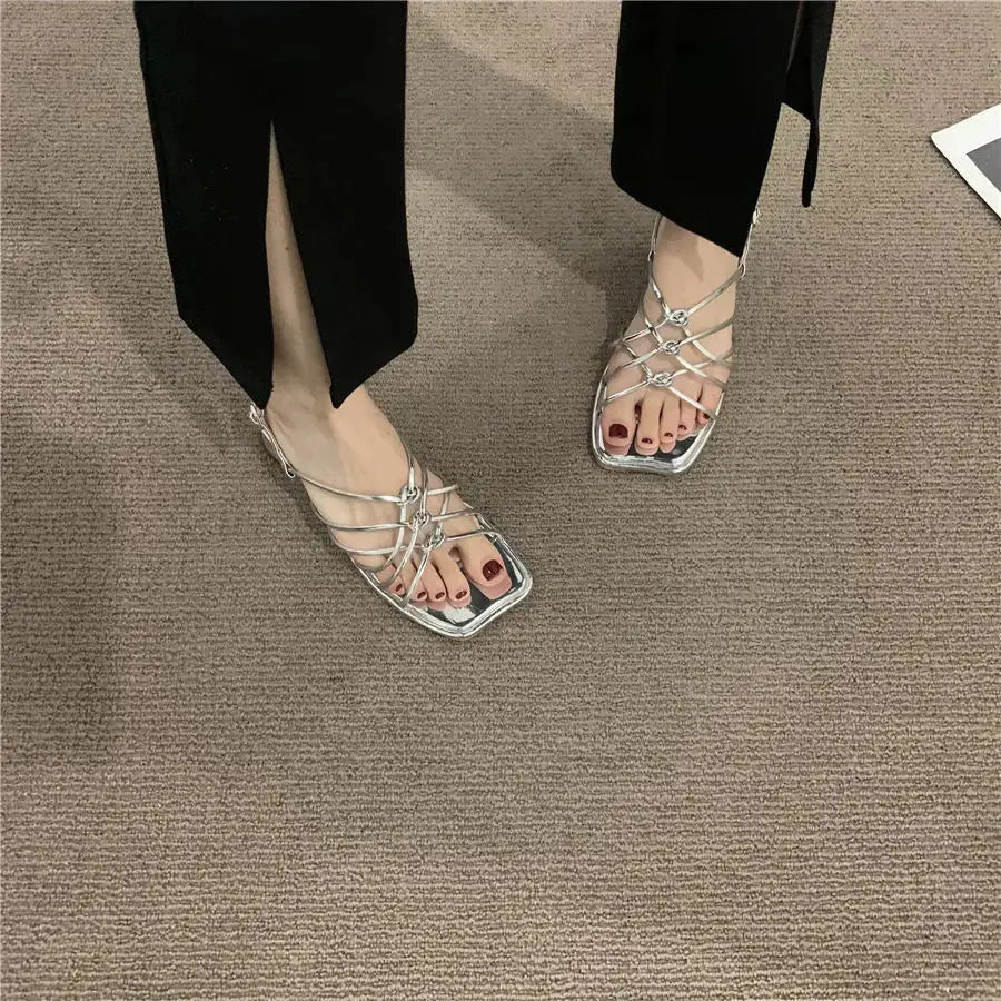 TrenLux Wear Women's PU Gladiator Low Heel Open Toe Party & Wedding Sandals TrenLux Wear