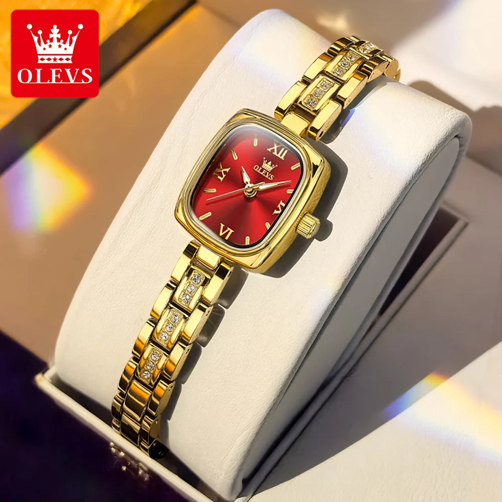 TrendLux OLEVS Women's Luxury Square Bracelet Luminous Waterproof Quartz Dress Watch