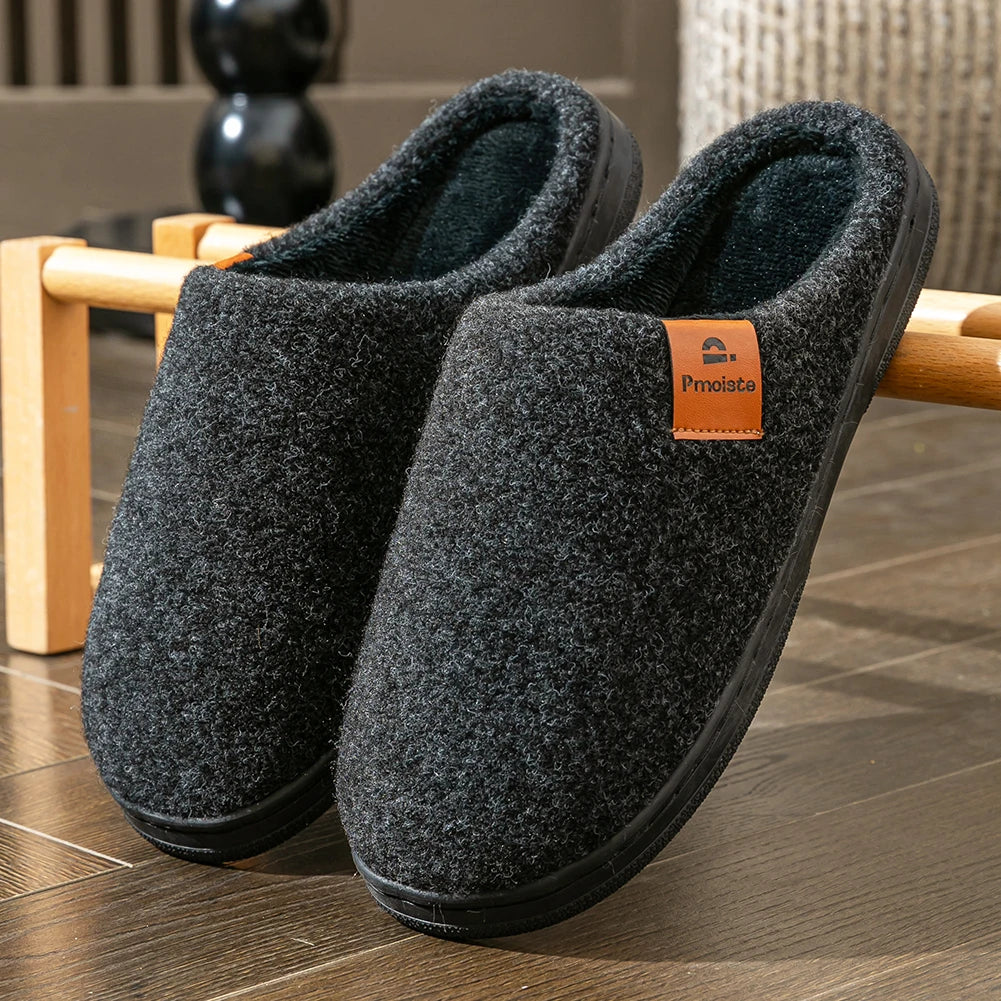 Men's Winter Felt Platform House Slippers – Cozy Non-Slip Indoor & Outdoor