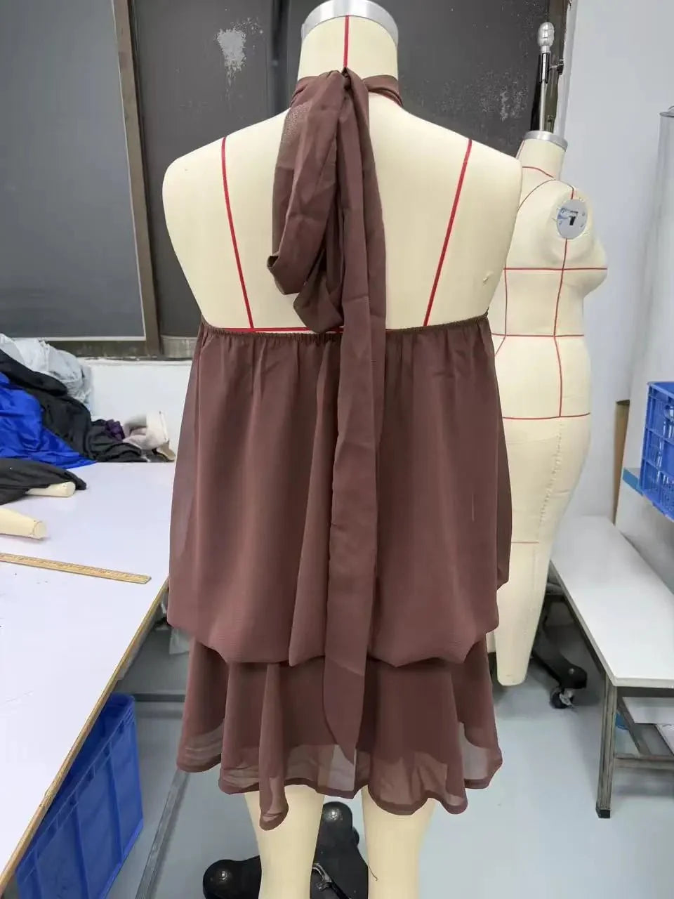 Women's backless slim-fit A-line beach dress by The Glow Sanctuary, polyester fabric, flowing style perfect for summer.