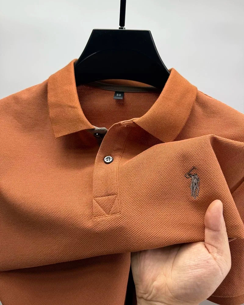 Men's Smart-Casual Embroidered Cotton Polo
