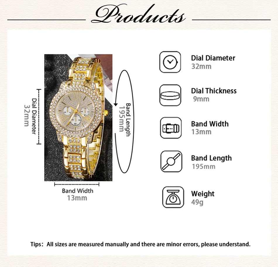 TrenLux Wear Women's Rhinestone Quartz Watch & Jewellery Set. TrenLux Wear