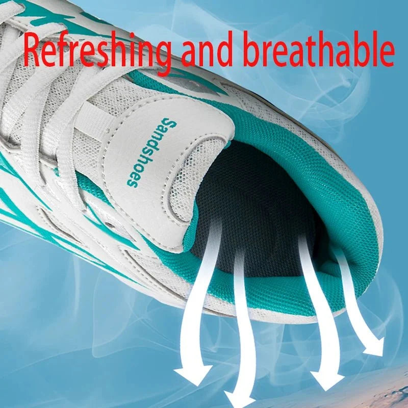 Unisex TrendLux Wear anti-slip court sneakers for badminton and table tennis with breathable mesh and supportive rubber soles.
