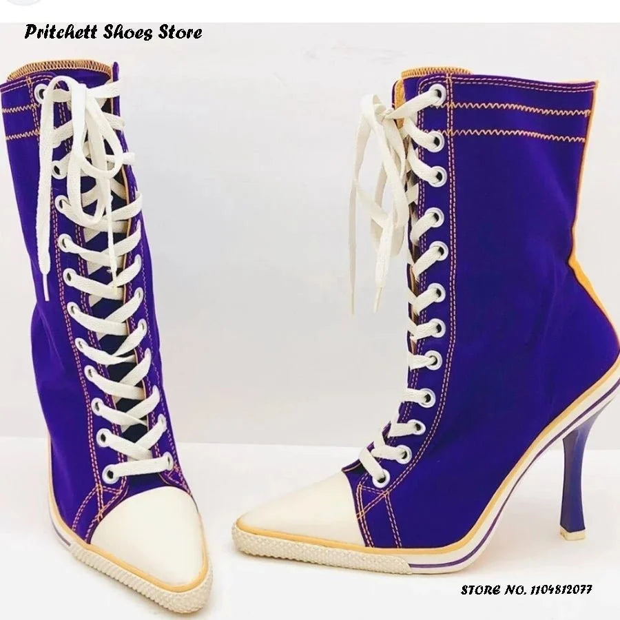Women's Lace-Up Stiletto Ankle Boots | Pointed Toe High Heel Street Style Booties | Spring Autumn - TrendLux Wear