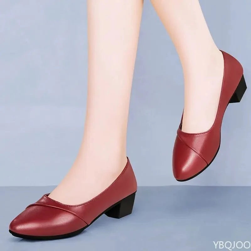 Women's TrendLux Wear mid heel slip-on pumps with round toe, stylish office work shoes perfect for professional attire.
