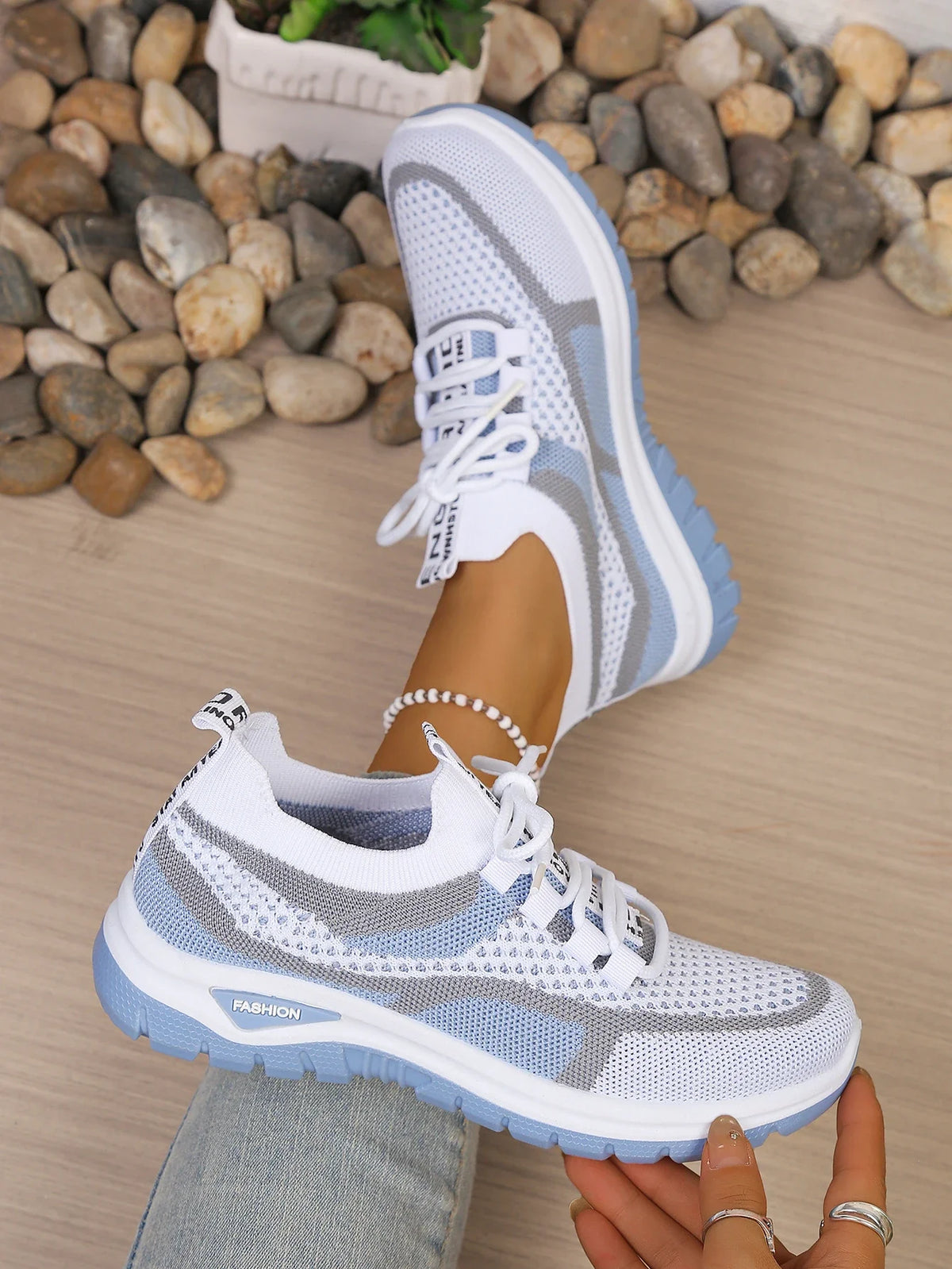 Women's Two-Tone Casual Sneakers | Lace-Up Fabric Low-Top Shoes | Summer 2026 - TrendLux Wear