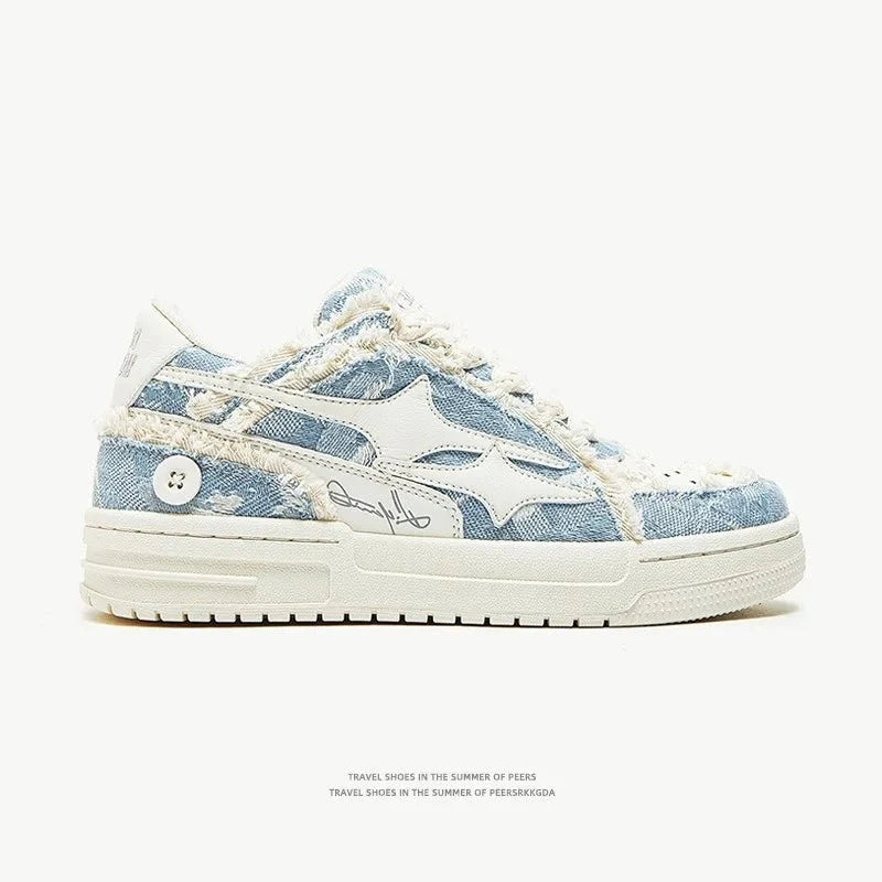 Retro Star Leather Sneakers by TrendLux Wear, unisex casual sneakers with star design, suitable for men and women.