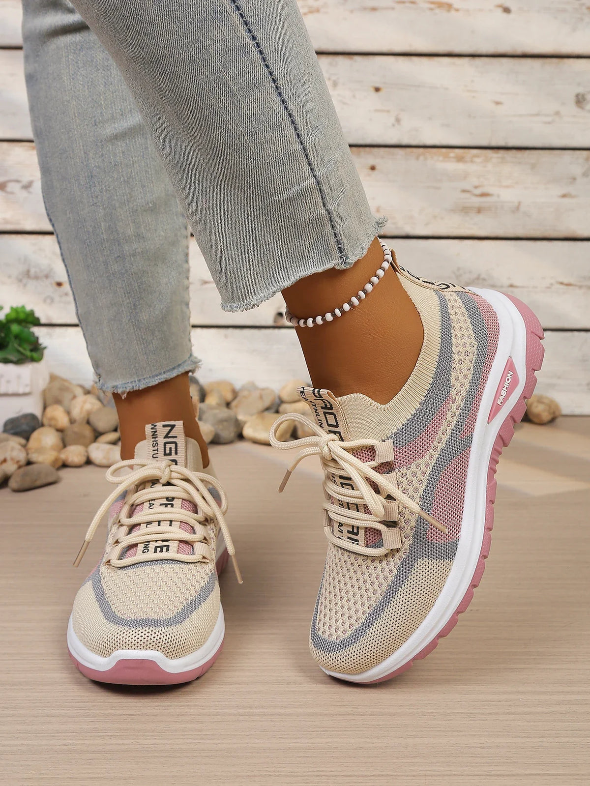 Women's Two-Tone Casual Sneakers | Lace-Up Fabric Low-Top Shoes | Summer 2026 - TrendLux Wear