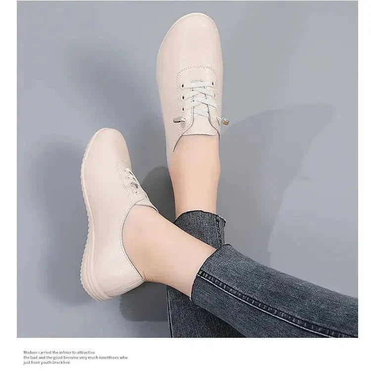 Women's lace-up leather loafers by TrendLux Wear, stylish shoes with polished finish and classic design, perfect for everyday wear.