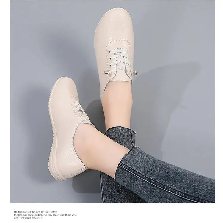 TrenLux Wear Women's Lace-Up Leather Loafers — Soft Moccasin Flat Shoes for Spring & Autumn TrenLux Wear