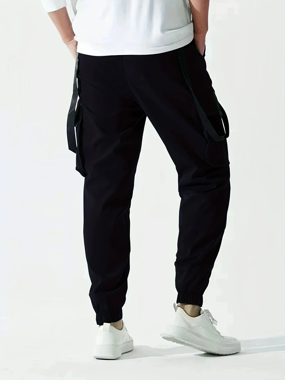 Men's Techwear cargo joggers by TrendLux Wear with drawstring, multi-pocket design, perfect for urban hip hop style in six colors.