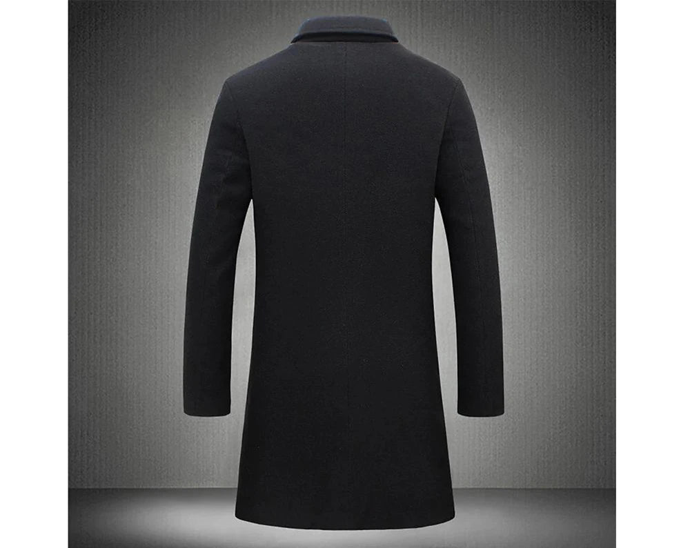 Men's Luxury Mid-Long Wool Trench Coat – Warm Business Overcoat