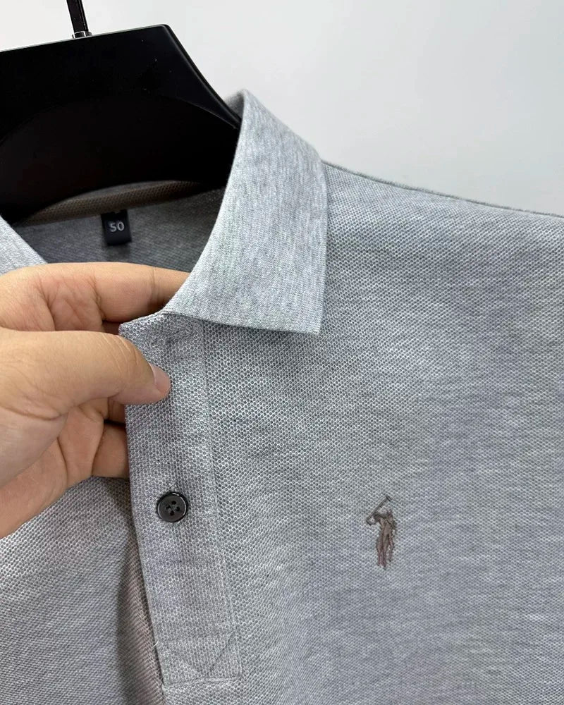 Men's Smart-Casual Embroidered Cotton Polo
