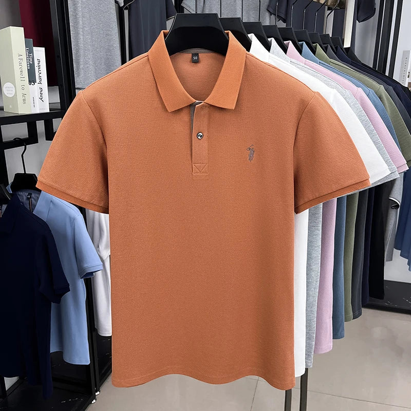 Men's Smart-Casual Embroidered Cotton Polo