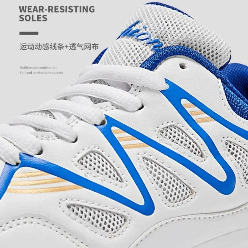 Unisex breathable athletic court sneakers by TrendLux Wear, ideal for tennis and volleyball, in size 35 to 50, shown in a side view.