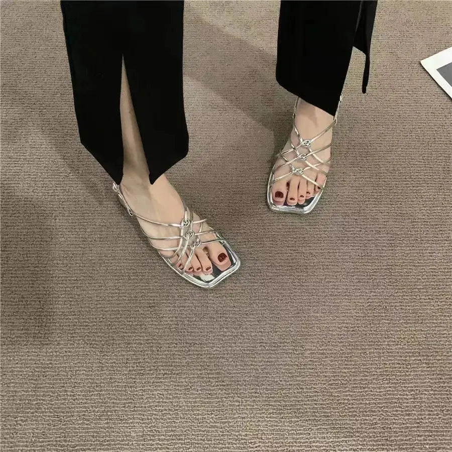 TrenLux Wear Women's PU Gladiator Low Heel Open Toe Party & Wedding Sandals TrenLux Wear